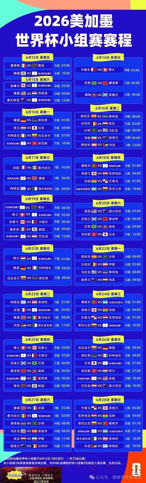 2026世界杯赛程中国时间最新时间表实时查看 2026世界杯赛程中国时间最新时间表实时查看